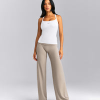 Mellow™ Rib Racer Back Tank Top with Built in Bra Shelf | White