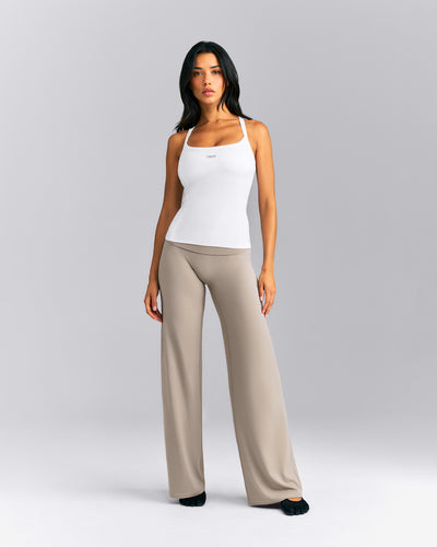 Mellow™ Rib Racer Back Tank Top with Built in Bra Shelf | White