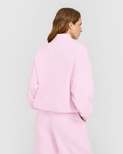 Mid Weight 1/4 Zip Sweatshirt | Chalk Pink