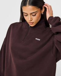 Mid Weight 1/4 Zip Sweatshirt | Plum Brown