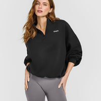 Mid Weight 1/4 Zip Sweatshirt | Soft Black
