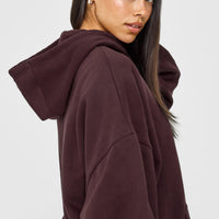 Mid Weight Relaxed Hoodie | Plum Brown