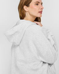 Mid Weight Relaxed Hoodie | Light Grey Marl