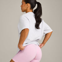 Oversized Oner Girlfriend Washed T-Shirt | Light Grey Marl/Chalk Pink