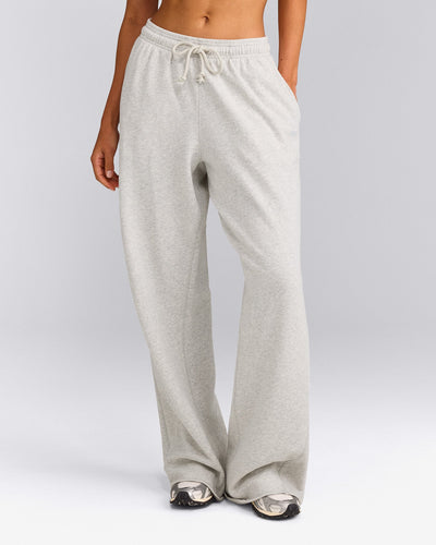 Cotton Vintage Lounge Wide Leg Joggers | Light Grey Marl