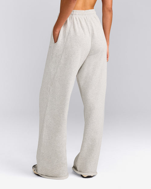 Cotton Vintage Lounge Wide Leg Joggers | Light Gray Marl