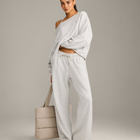 Raw Cut Lounge Wide Leg Joggers | Light Grey Marl