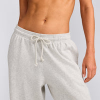 Cotton Vintage Lounge Wide Leg Joggers | Light Grey Marl