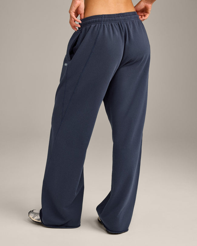 Raw Cut Lounge Wide Leg Joggers | Washed True Blue