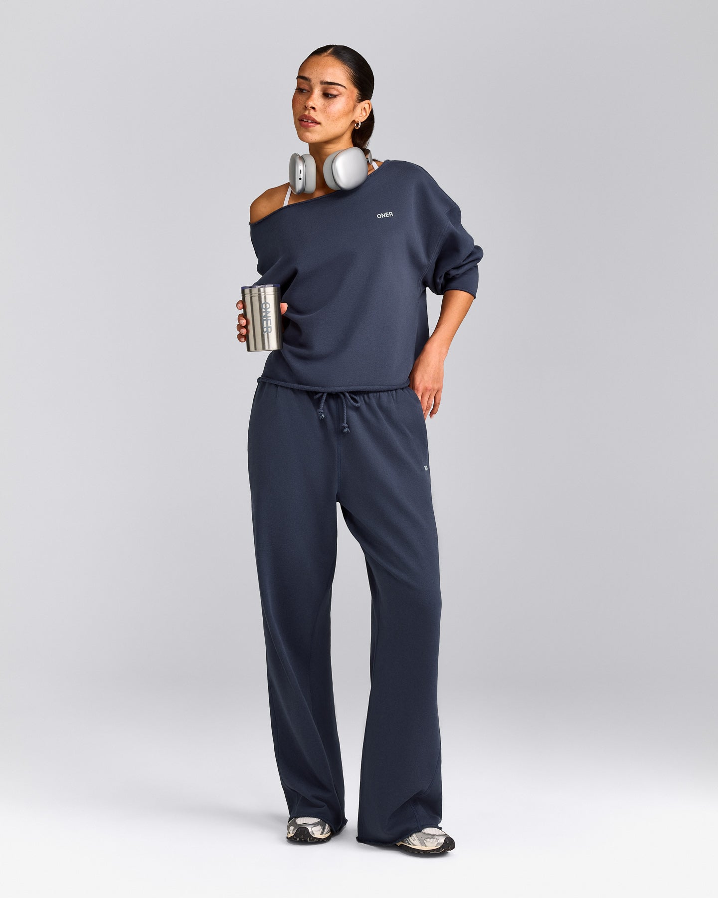 Raw Cut Lounge Wide Leg Joggers | Washed True Blue