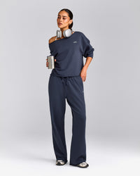 Raw Cut Lounge Wide Leg Joggers | Washed True Blue
