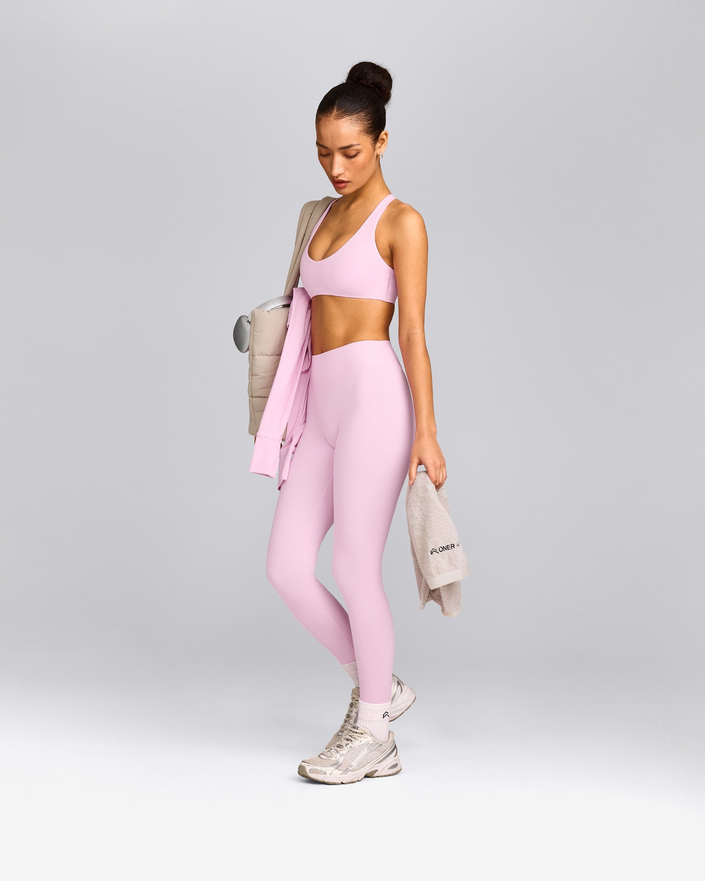 SoftMotion™ Bralette with Grey Logo | Chalk Pink
