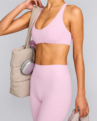 SoftMotion™ Bralette with Grey Logo | Chalk Pink