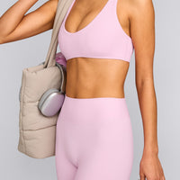 SoftMotion™ Bralette with Grey Logo | Chalk Pink