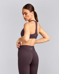 SoftMotion™ Bralette with Gray Logo | Dark Umber Brown