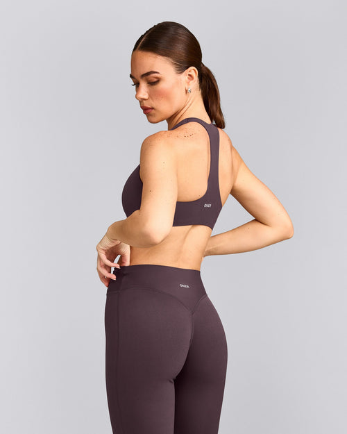 SoftMotion™ Bralette with Gray Logo | Dark Umber Brown