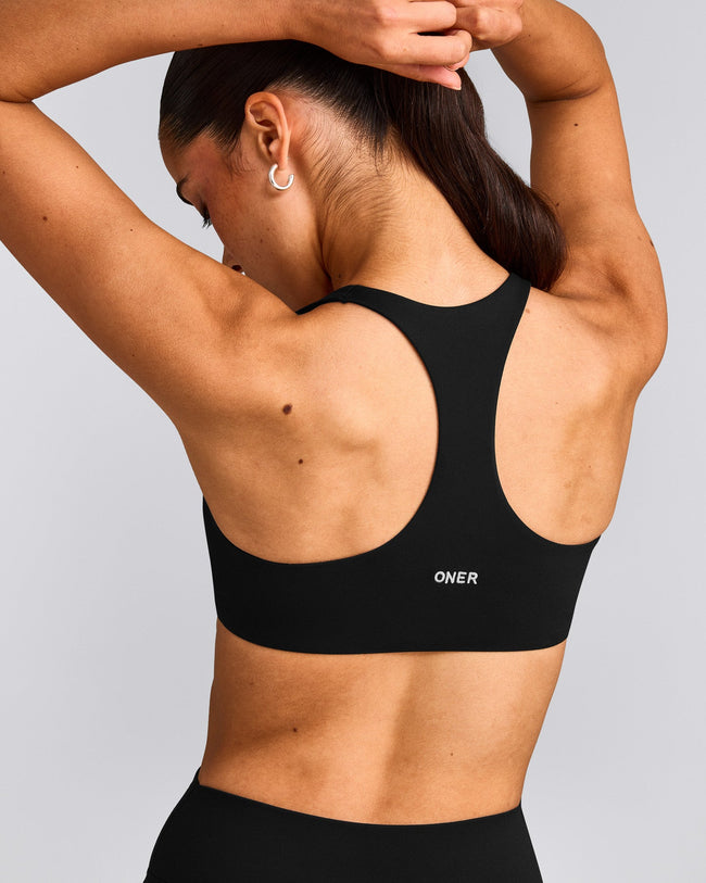 SoftMotion™ Bralette with Gray Logo | Black