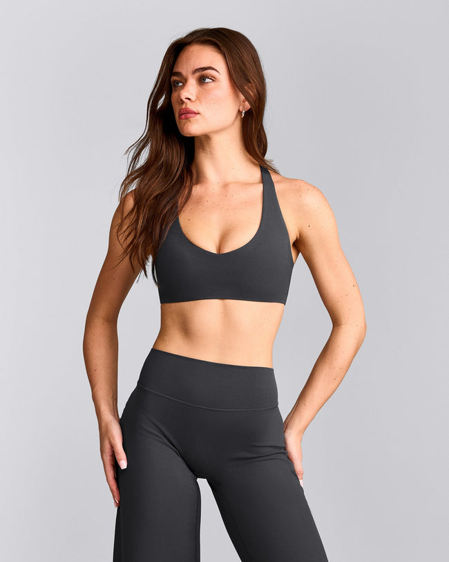 SoftMotion™ Bralette with Grey Logo | Coal