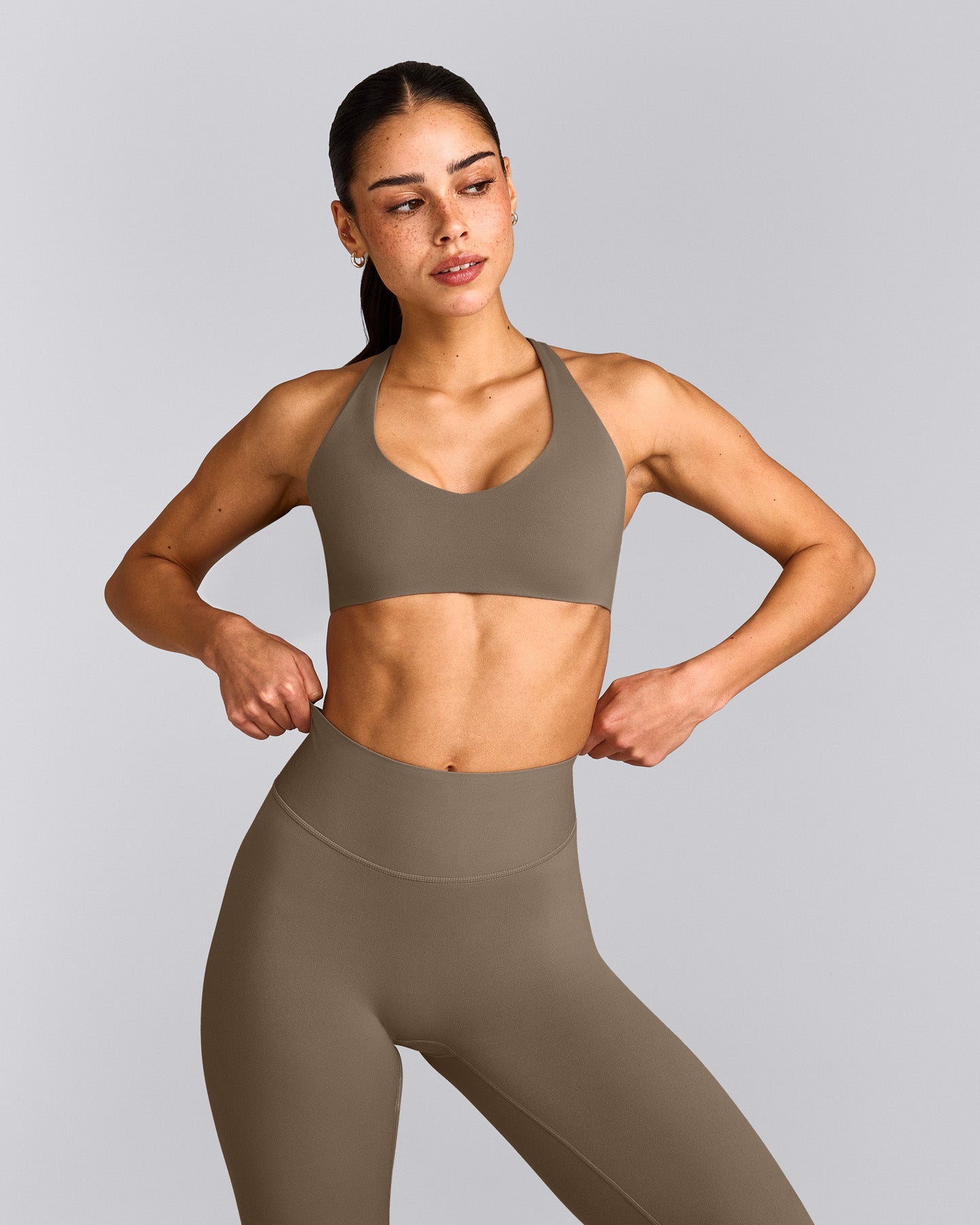 SoftMotion™ Bralette with Grey Logo | Moss Brown