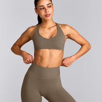 SoftMotion™ Bralette with Grey Logo | Moss Brown