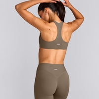 SoftMotion™ Bralette with Grey Logo | Moss Brown