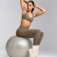 SoftMotion™ Bralette with Grey Logo | Moss Brown