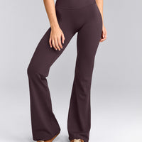 SoftMotion™ Flared Pants with Gray Logo | Dark Umber Brown
