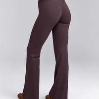 SoftMotion™ Flared Pants with Gray Logo | Dark Umber Brown