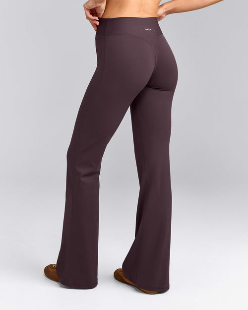 SoftMotion™ Flared Trousers with Gray Logo | Dark Umber Brown