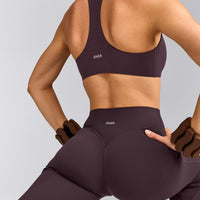 SoftMotion™ Flared Pants with Gray Logo | Dark Umber Brown