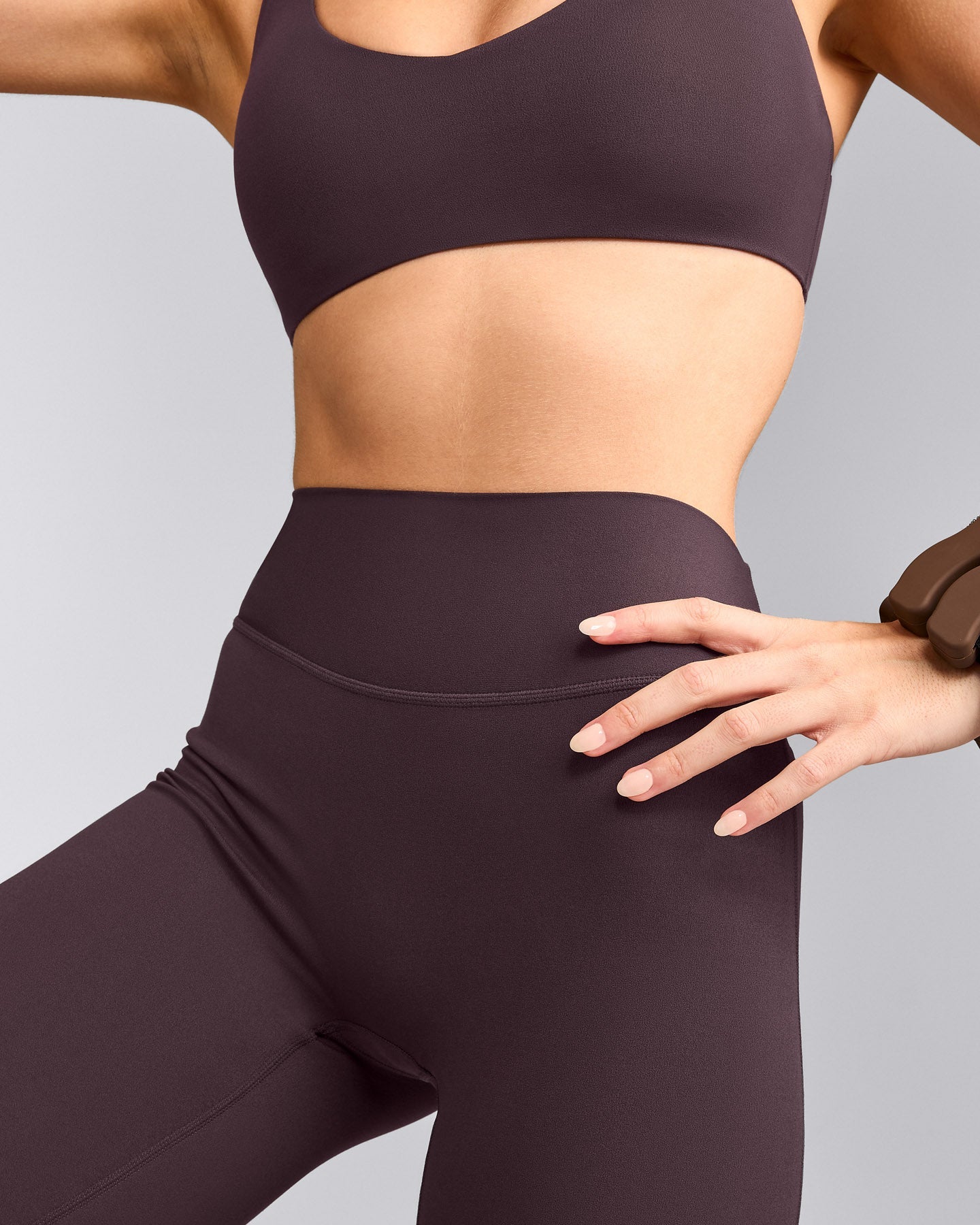 SoftMotion™ Flared Pants with Gray Logo | Dark Umber Brown