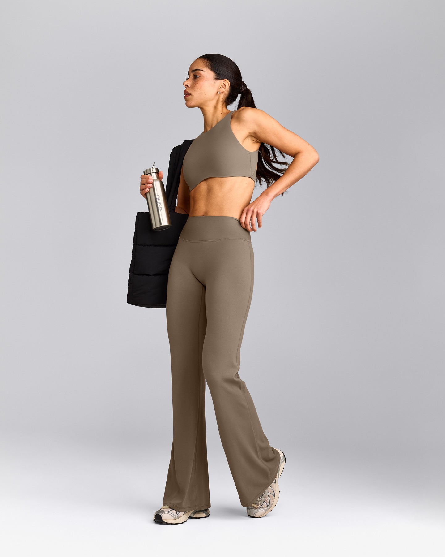 SoftMotion™ Flared Bottoms with Grey Logo | Moss Brown
