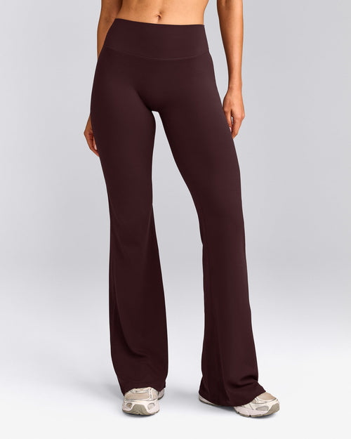 SoftMotion™ Flared Trousers with Gray Logo | Plum Brown