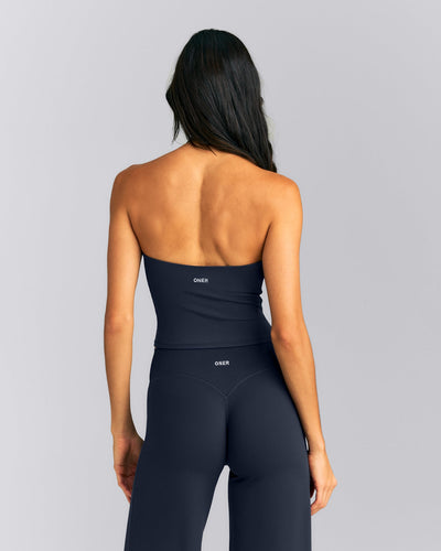 SoftMotion™ Strappy Halter Neck Mid Tank Top with Built in Bra Shelf New Branding | True Blue