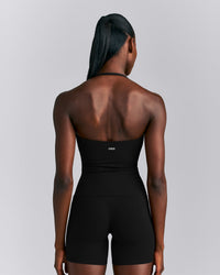 SoftMotion™ Strappy Halter Neck Tank Top with Built in Bra Shelf New Branding | Black