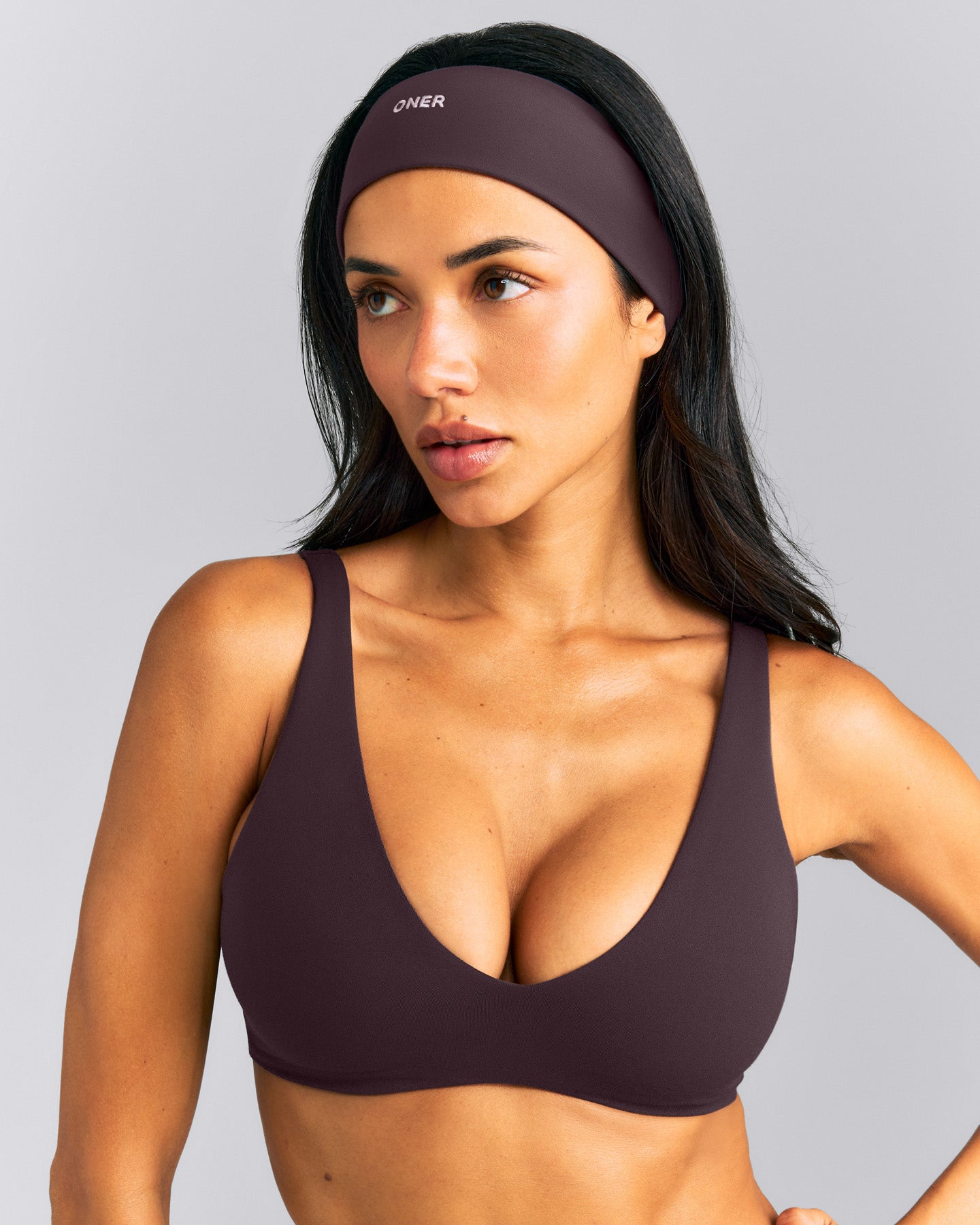 SoftMotion™ Headband with Gray Logo | Dark Umber Brown