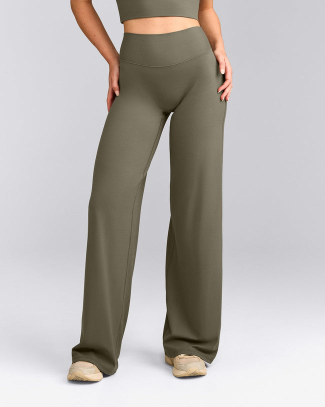SoftMotion™ Straight Leg Bottoms with Grey Logo | Alpine Green
