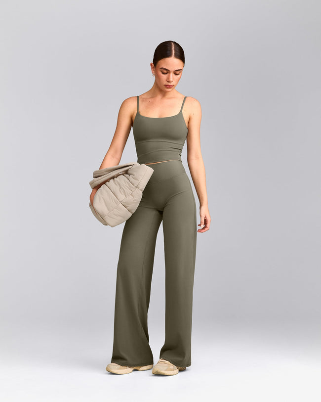 SoftMotion™ Straight Leg Bottoms with Grey Logo | Alpine Green