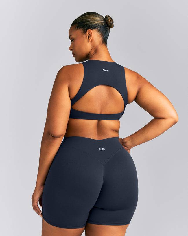SoftMotion™ High Neck Sports Bra | True Blue