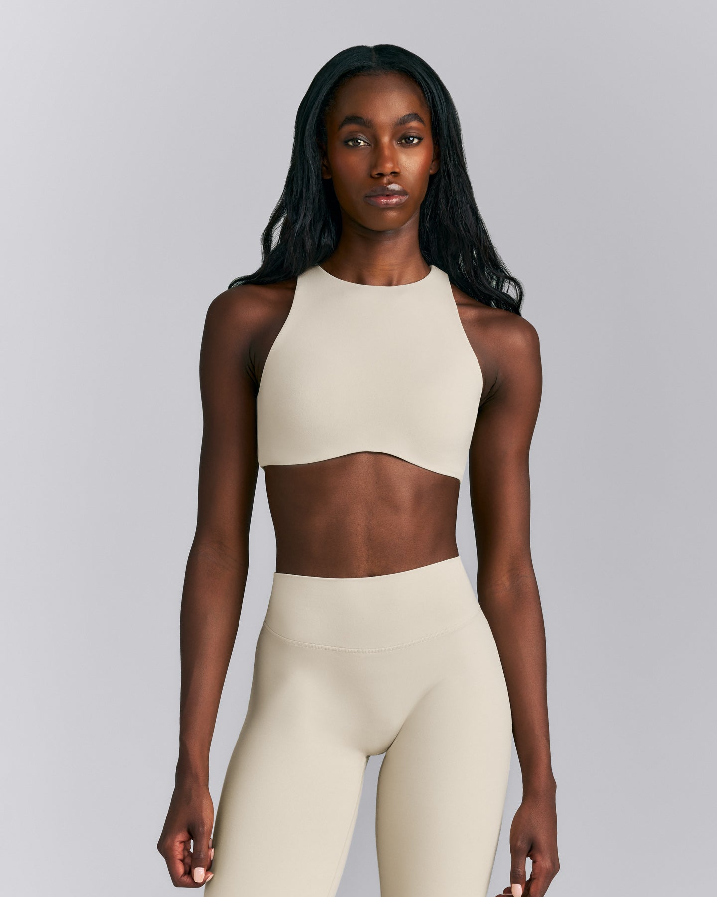SoftMotion™ High Neck Sports Bra | Oatmeal