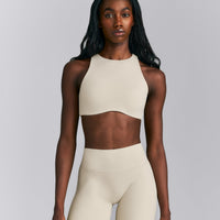 SoftMotion™ High Neck Sports Bra | Oatmeal