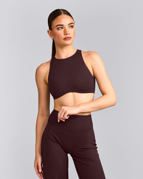 SoftMotion™ High Neck Sports Bra | Plum Brown