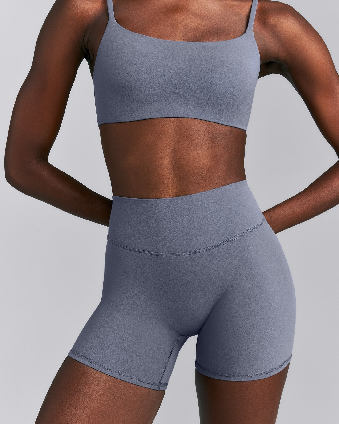 SoftMotion™ High Waisted Shorts 6" | Granite Blue