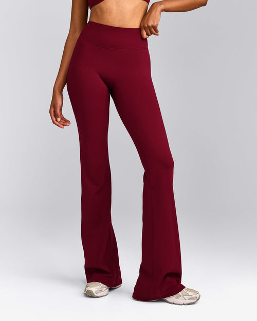 SoftMotion™ Flared Trousers with Gray Logo | Ruby Red