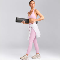 SoftMotion™ High Waisted Leggings with Gray Logo | Chalk Pink