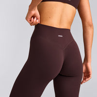 SoftMotion™ High Waisted Leggings with Gray Logo | Plum Brown