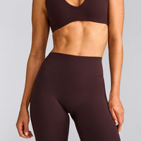 SoftMotion™ High Waisted Leggings with Gray Logo | Plum Brown