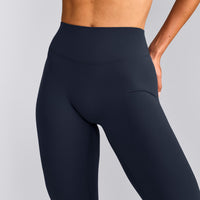 SoftMotion™ High Waisted Leggings with Grey Logo | True Blue