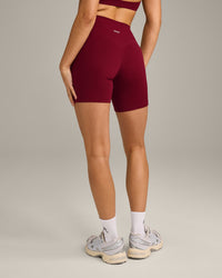 SoftMotion™ High Waisted Shorts 6" with Grey Logo | Ruby Red