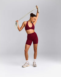 SoftMotion™ High Waisted Shorts 6" with Gray Logo | Ruby Red